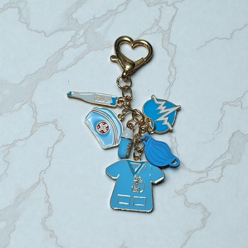 Cute Nurse Doctor Medical Charm Keychain‎ Heart Lanyard Bag Accessory Gift
